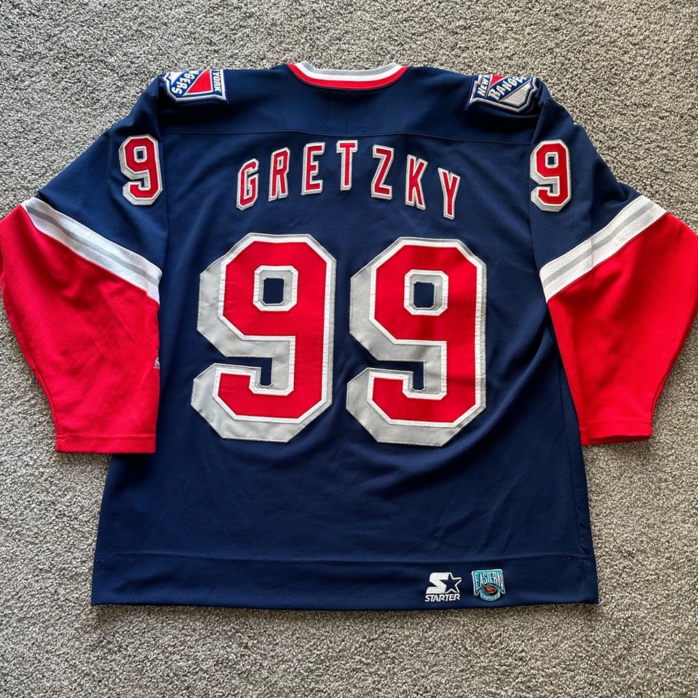 Vintage 90’s Wayne Gretzky New York Rangers blue Lady Liberty starter jersey